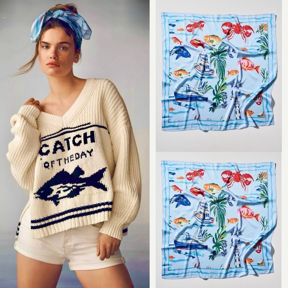 New Anthropologie Nautical Hair Scarf